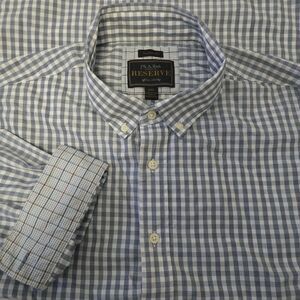 Jos. A. Bank Reserve Tailored Fit Sz XXL Blue Check Button Down Shirt